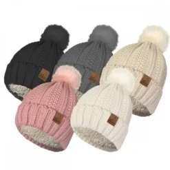 Otterdene Womens Sherpa Lined Bobble Hat